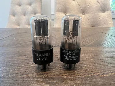 2 Vintage 1940s Sylvania USA VT-231 6SN7GT 6SN7 Black Plate Vacuum Tubes Matched • $189.99