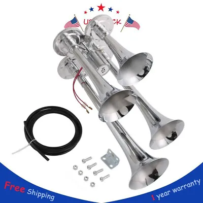 Train Air Horn 4 Trumpets Chrome Plated For Truck/car Loud Sound 150DB • $50.25