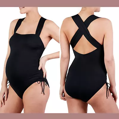 NEW $120 Cache Coeur [ Medium ] Toscane One-Piece Maternity Swimsuit Black #5739 • $59.39