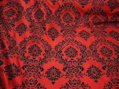 $89.95 • Buy 25ft Red Flocking Damask Aisle Runner Taffeta Fabric 58  Flocked Velvet Event