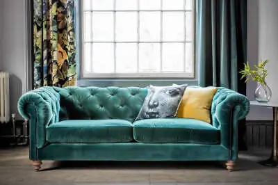 In Stock Brand New Handmade 3 Seater Sofa Chesterfield Sofa Teal Velvet RRP£1666 • £850