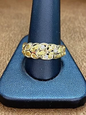 Men’s Natural Gold  Nuggets Ring With Diamonds .09cts RM210D9 • $1240