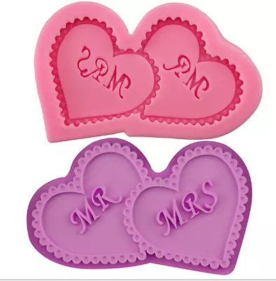 £3.05 • Buy Mr Mrs Wedding Silicone Icing Mould Baking Chocolate Cake Topping Sugar Heart