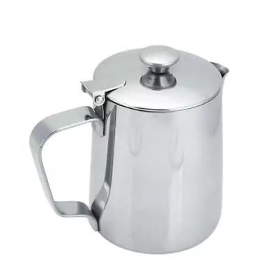 350ml Stainless Steel Milk Frothing Pitcher Jug With Lid For Latte Art • £11.82