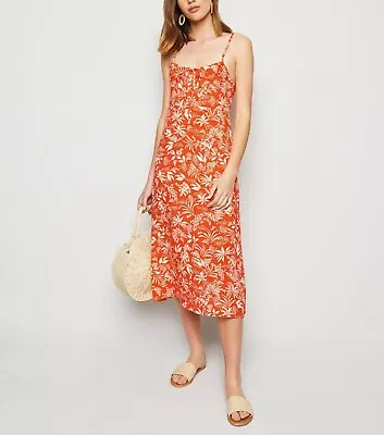 New Look Tropical Print Strappy Cami Slip Midi Day Dress Summer Holiday Uk 10 18 • £17.24