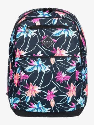 Roxy Here You Are 24 L Medium Anthracite Floral Flow Travel Laptop Backpack • $50