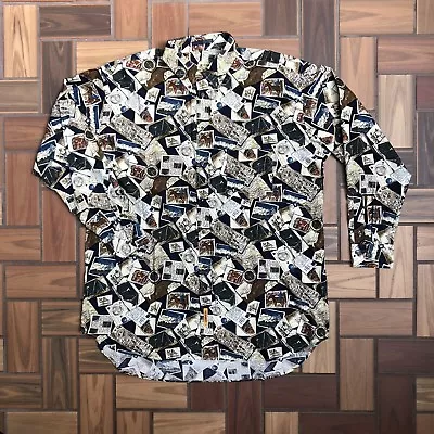$10.93 • Buy BD Baggies Button Down Long Sleeve Shirt Vacation Hipster Postcard Men’s 1X Tall