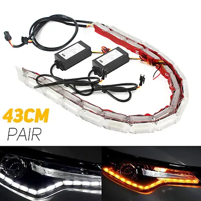 2pc 17  LED Headlight Strip For Daytime Running Light Turn Signal DRL Switchback • $16.99