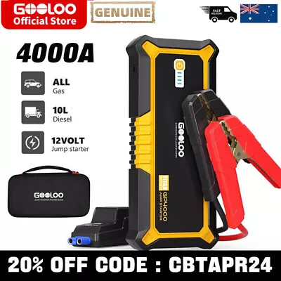GOOLOO 4000A Jump Starter High Power Bank Portable 12 Volt Car Battery Booster • $148.99