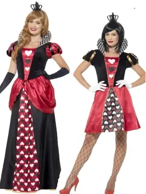 Queen Of Hearts Alice In Wonderland Ladies Costume Fairytale Fancy Dress • £20.99
