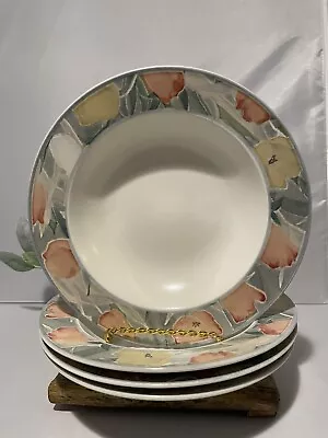 Lot Of 4 MIKASA Intaglio Cezanne Dinnerware Rim Soup Bowls • $28