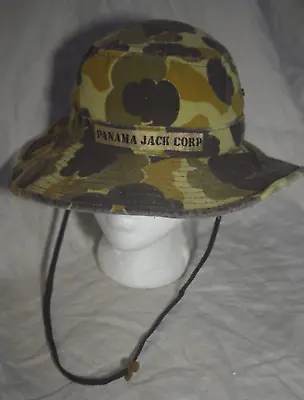 Vintage Panama Jack Corp Duck Camo Bucket Cap Hat Size Small Made In USA • $16.92