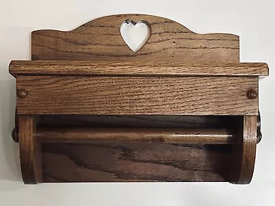 Handcrafted Oak Wood Shelf With Towel Bar Wall Mount Heart Design • $26.81