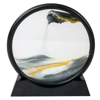 SANDSCAPE 3D Moving Granular Art ROUND Picture GLASS 18cm BLACK • £15.49