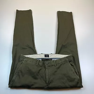 J Crew Stretch Chino Pants Mens 32x31 Green 484 Slim Fit Cotton Flat Front • $17.99