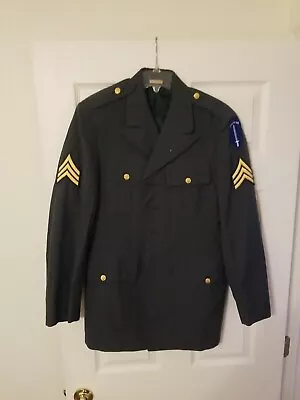 Vintage US Army Green Dress JACKET Coat Men Uniform 37R • $18.71