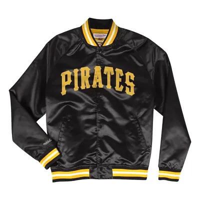 Men's Mitchell & Ness Black MLB Pittsburgh Pirates Lightweight Satin Jacket • $119.95