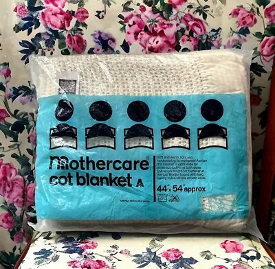 Mothercare White Blanket  Cot Pram Pushchair 111 X 137 Cm Old Stock NEW • £24.99