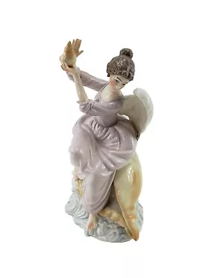 Porcelain O'Well Pink Angel Sitting On Conch Seashell Statue Figurine • $55.96