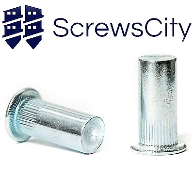£2.44 • Buy Blind Rivet Nuts Cylindrical Shank Closed End Flat Head M5 M6 M8 Zinc Plated
