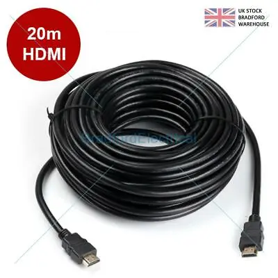 20M Metre HDMI HD High Speed Cable Lead 1.4 V1.4 Gold 20M Long - SENT TODAY • £99.99