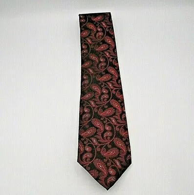 Van Heusen Men's Necktie Black With Red Paisley Pattern Silk 58  X 3.5  • $2.49