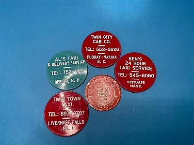 5 Vintage Taxi Ride Tokens.  T-1 • $15