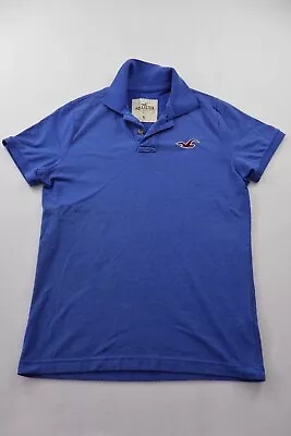 Hollister Shirt Mens Size XL Polo Short Sleeve Blue Cotton Blend Logo As New • $8.95