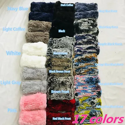 20cm Double Side Real Rabbit Fur Knitted Fingerless Soft Stretch Gloves Mitten • $17.97