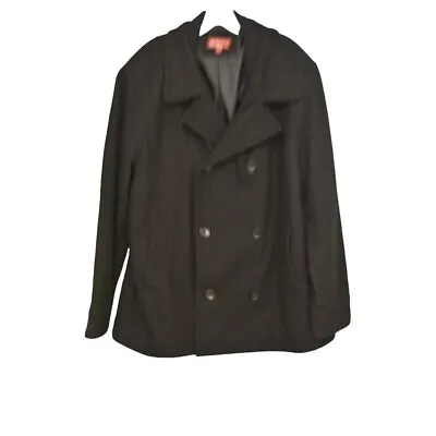 Men's Merona Black Wool Blend Lined Pea Coat Size XXLT • $25