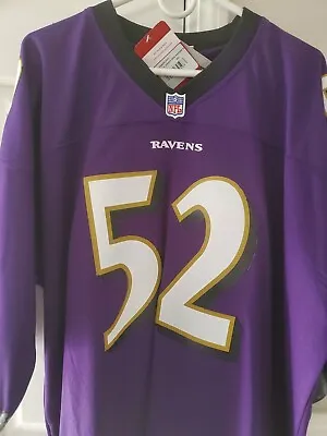 NEW Mitchell Ness Baltimore Ravens R Lewis Throwbacks Jersey Size 52 2XL • $115