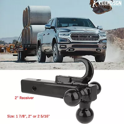 2  Inch Receiver Trailer Hitch Tow Tri Ball Mount Hook For Ram 1500 2500 3500 • $59.51