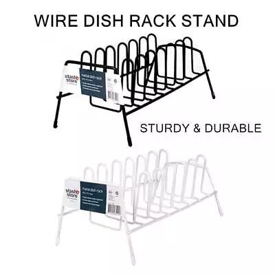 Metal Dish Rack Stand Kitchen Plate Pot Lids Drying Drainer Wire Holder Organise • $19.95