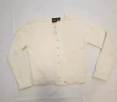 Vintage Tailor B Moss Crop Button Front Cream Angora Blend Sweater Sz S • $35