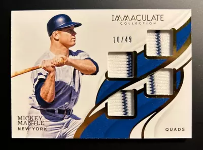 2019 Panini Immaculate Mickey Mantle Quad Patch Relic Pin Stripes /49 • $115
