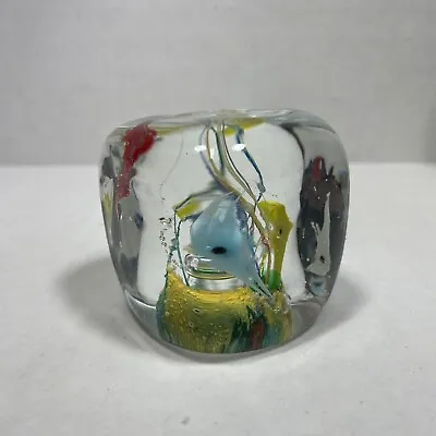 VINTAGE CUBE ITALIAN ART GLASS SMALL AQUARIUM Possibly MURANO • $19.99