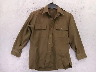 Vintage 50s 60s Elbeco Officer's Shirt Mens Medium Green Army Military Law • $29.95