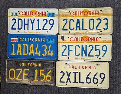 Vintage California License Plate Lot Of 6 Sunrise Golden State Blue & Black  • $49.99