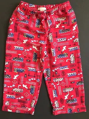 Pottery Barn Kids Red Train Flannel Pajama Pants Size 4 New Railroad Boys 4 • $12.74