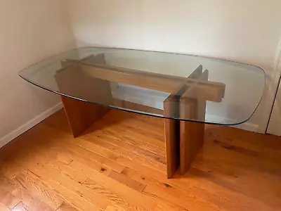 Mid Century Modern Danish Glass Teak Wood Dining Table Gustav Gaarde Trakanten • $2100