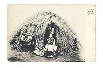 AFRICAN Antique Postcard A NATIVE STATION UGANDA • £3.99