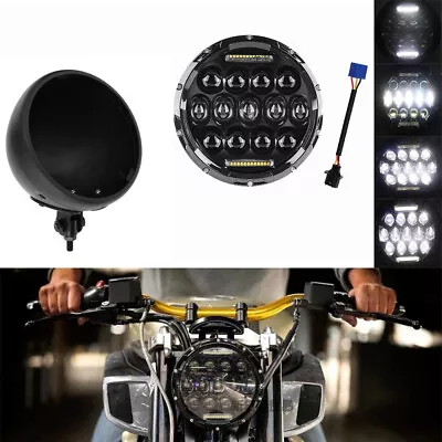 7  Motorcycle LED Headlight + Bucket Shell For Honda VTX/Shadow/Valkyrie 1975-15 • $77.21