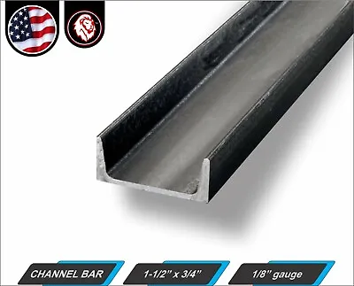 1-1/2  X 3/4  Channel Bar - 1/8  Gauge - Mild Steel - 60  Inch Long (5-ft) • $17.25