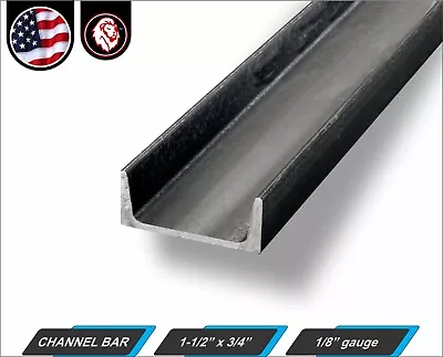 1-1/2  X 3/4  Channel Bar - 1/8  Gauge - Mild Steel - 84  Inch Long (7-ft) • $24.25