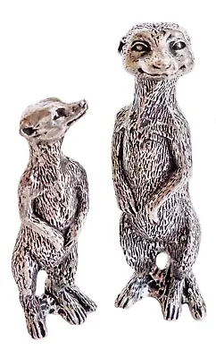 Meerkat Mother & Pup Pewter Ornaments - Hand Made In Cornwall • £18