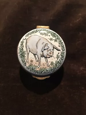 $33.99 • Buy Crummles England Hand Painted Adorable PIG Brown Enamel Hinged Pill Box W/box