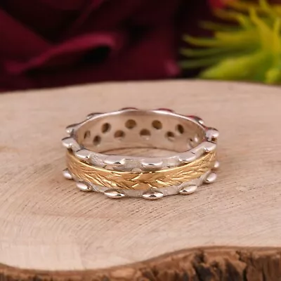 HANDMADE Jewelry 925 Solid Sterling Silver Spinner Two Tone Meditation Ring Size • $19.51