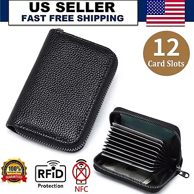 Womens Mens Wallet Credit Card Holder Leather RFID Blocking Zipper Purse Pocket • $7.99