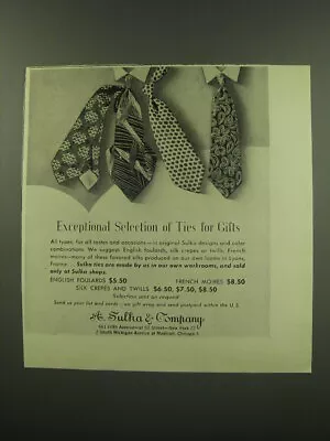 1949 A. Sulka Ties Ad - Exceptional Selection Of Ties For Gifts • $19.99