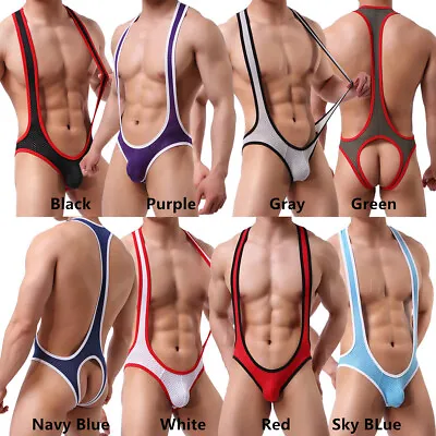 Mens Underwear Wrestling Suit Bodysuits Thongs Jockstraps Gay Backless Jumpsuit  • £9.44
